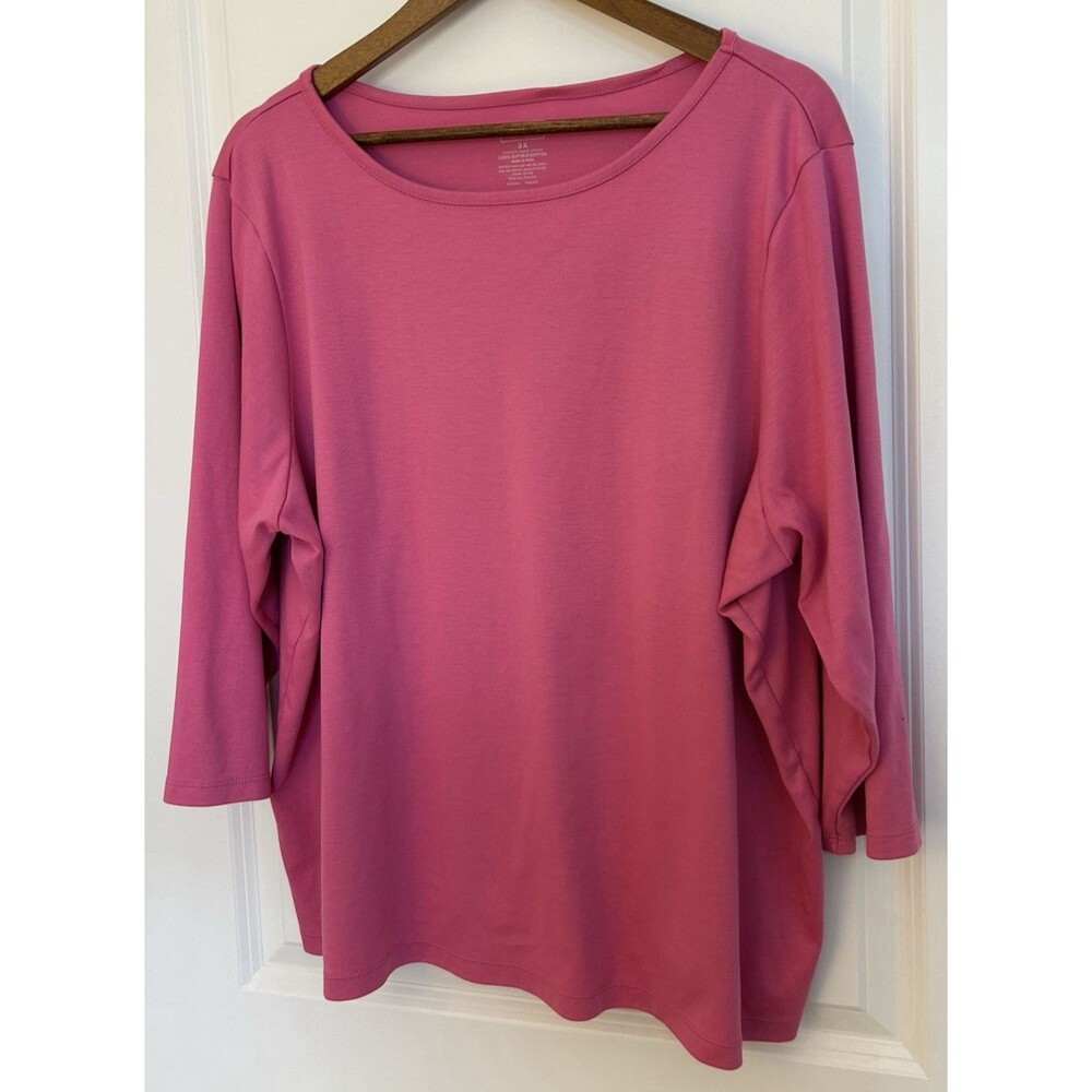L L Bean Supima Cotton Tee 3X Plus 3/4 Sleeve Stretch Stretchy Soft Classic Top